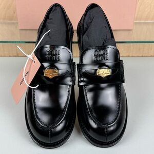 Miu Miu Brushed Leather Penny Loafers